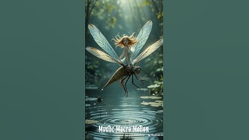 37 🦋🐝Mystic Macro Motion 🦗🐜🦅A dragonfly hovers over a pond, with a fairy riding it, her hair st #ai