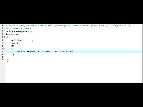 Write a program that prints the square of all even numbers form 2 to 20. using do-while | C++ Pro.
