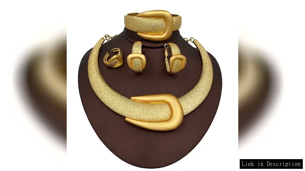 2025 New Exaggerate Jewelry Set Dubai Gold Color Large Necklace Bangle Africal Big Earring Ring Wide