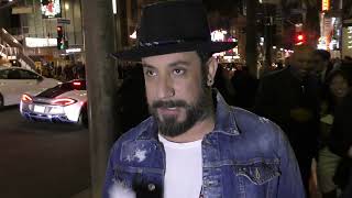 AJ McLean talks about his love for his Backstreet Boys fans outside the Roosevelt Hotel in Hollywood