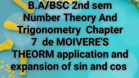B.A/Bsc.|| NUMBER THEORY AND TRIGONOMETRY || CHAPTER 7 ||