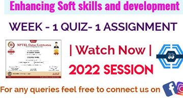 Enhancing Soft Skills and Personality | Week 1 Answers | NPTEL 2022 ||