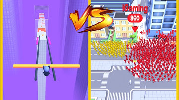 Roof Rails Vs Crowd City : Gameplay Walkthrough Part 1 - Level 1-9999 All Level (iOS, Android)