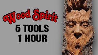 Carving a REALISTIC FACE in Under 1 Hour With Just 5 Tools  Wood Spirit Carving by Lucas Kost