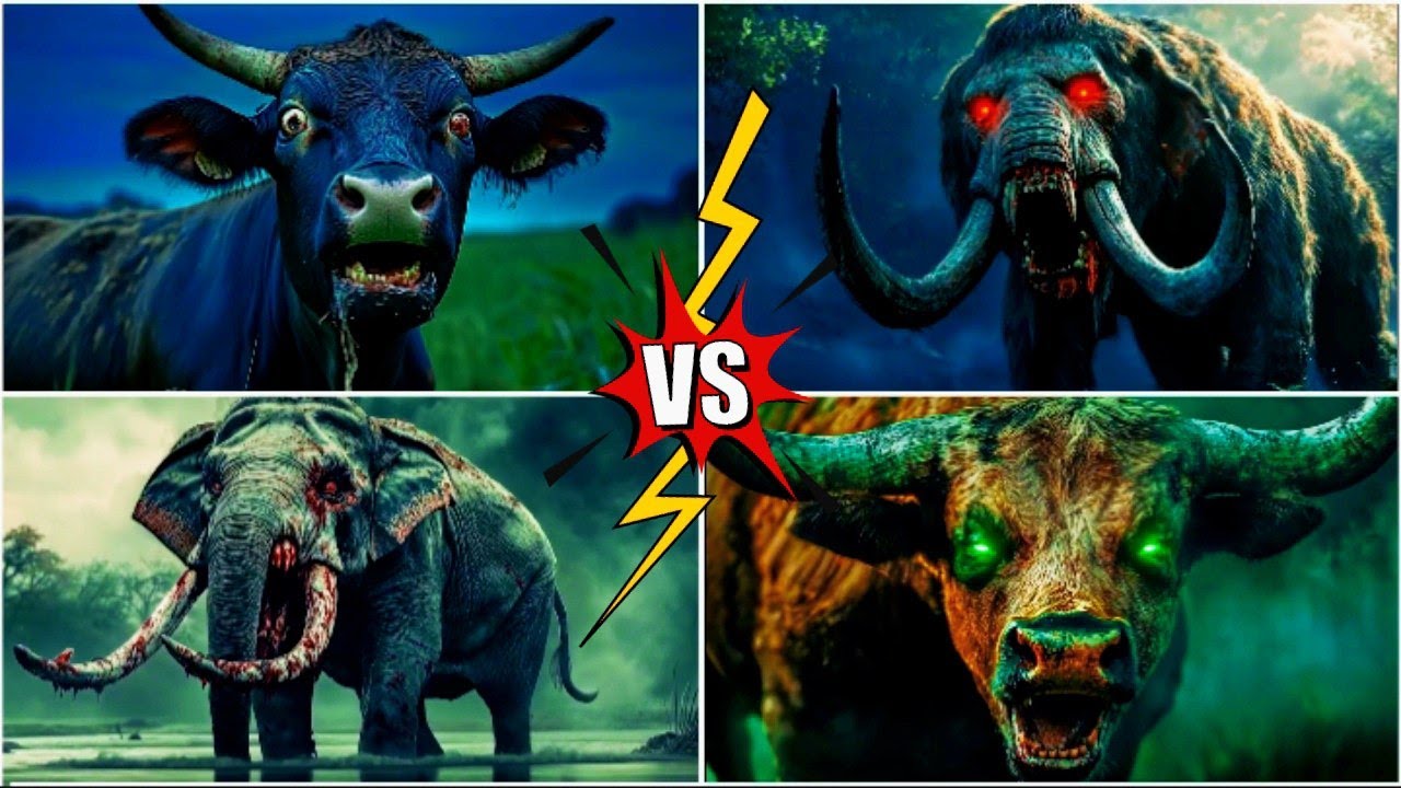 Cow vs. Elephant Zombie Animals