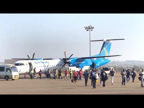 Landing at Songea Airport (Bombardier - Air Tanzania)