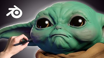 Sculpting Realistic Grogu in Blender 3.5 - Mandalorian - Timelapse