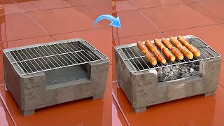 Outdoor mini grill  Easy way to make a simple cement grill at home  Great idea for a wood stove
