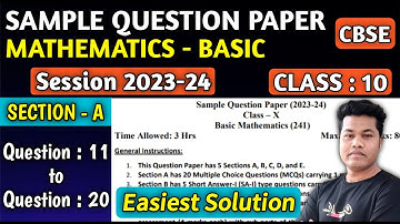 Maths Basic Sample Paper 2023-24 Solutions Class 10 CBSE | Class 10 Maths Sample Paper 2023-24