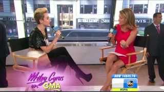 Amy Robach and Miley Cyrus  amazing legs in short skirt and stiletto heels