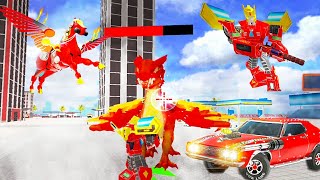 Flying Horse Transform Car: Muscle Car Robot Games Android gameplay#1 screenshot 4