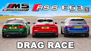 750hp BMW M5 v 750hp RS6 v 810hp AMG E63 S: DRAG RACE