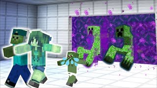 Dangerous Creepers Enter Through Portal To Destroy Mark Friendly Zombie House Minecraft Mods