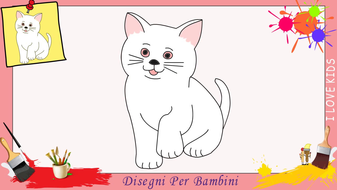 Disegni di gatti e disegnare un gatto FACILE passo per passo per bambini