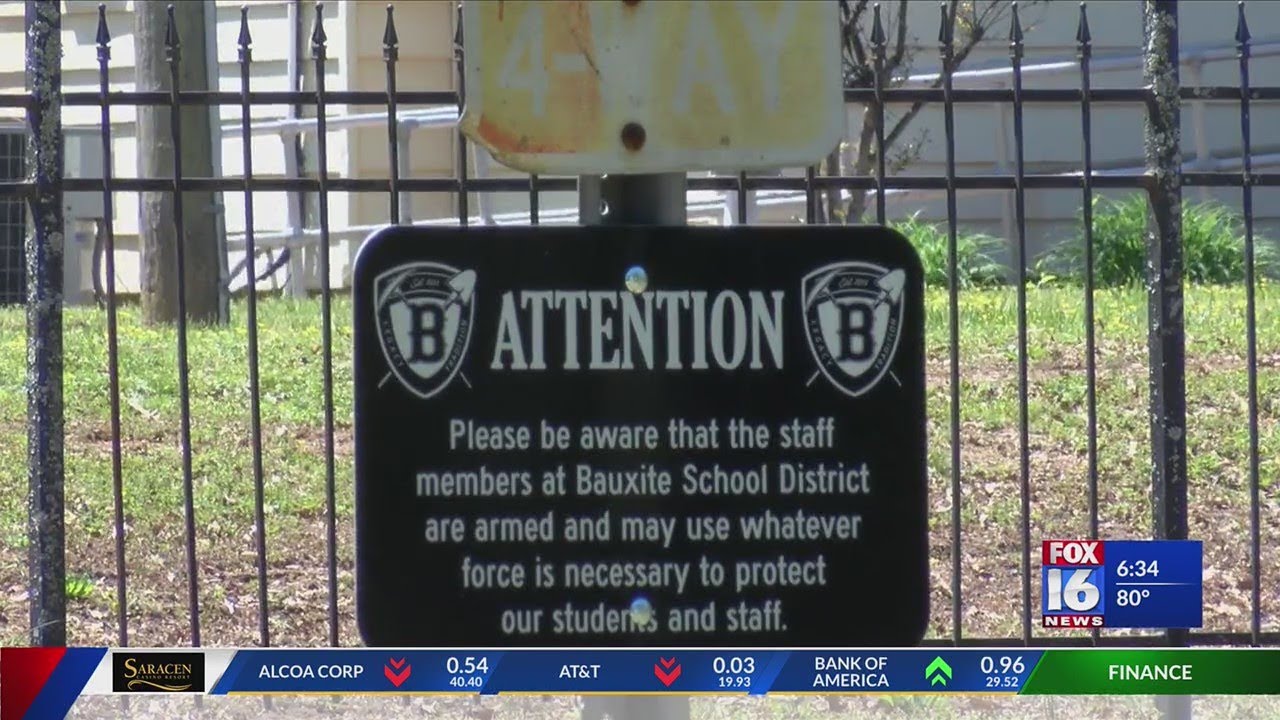 Bauxite School District’s “armed staff” sign draws mixed reaction YouTube
