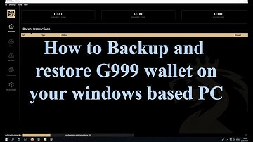 Backing up and Restoring a G999 PC based wallet