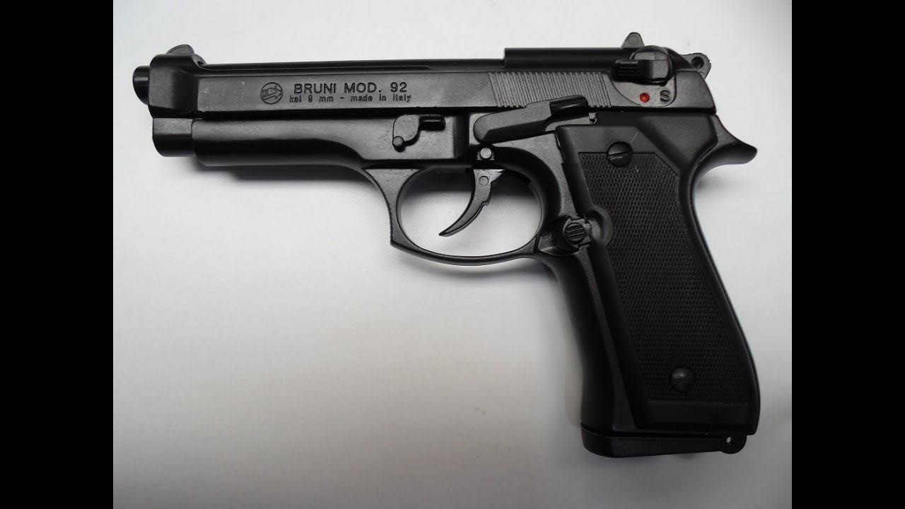 Pistola Fogueo Bruni 92 9mm + Caja Fogueo De 9 Mm (50 Uni)