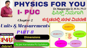 Dimensions and Dimensional Analysis | Units and Measurements Part 8 | 1st PUC in Kannada