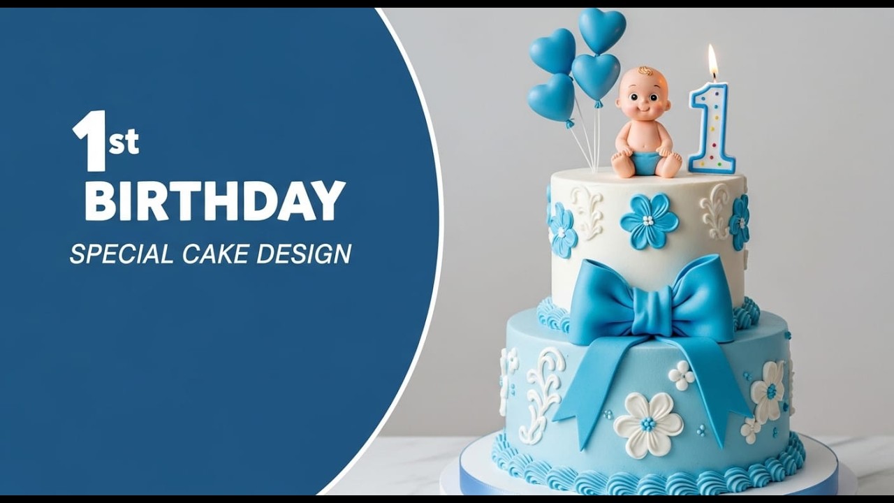 “Perfect Baby Boy 1st Birthday Cake 💙🎂 #CakeDesign” chef Naeem