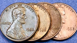 US 1982 No Mint Mark One Cent Coins - United States Lincoln Penny Coins