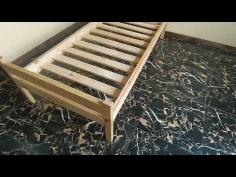 Ліжко односпальне арт.22416 з натурального дерева, вкрите олію-воском різних кольорів з відеооглядом, відео 2