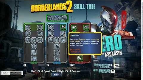 Borderlands 2-Zero Bloodshed Skill Tree Setup