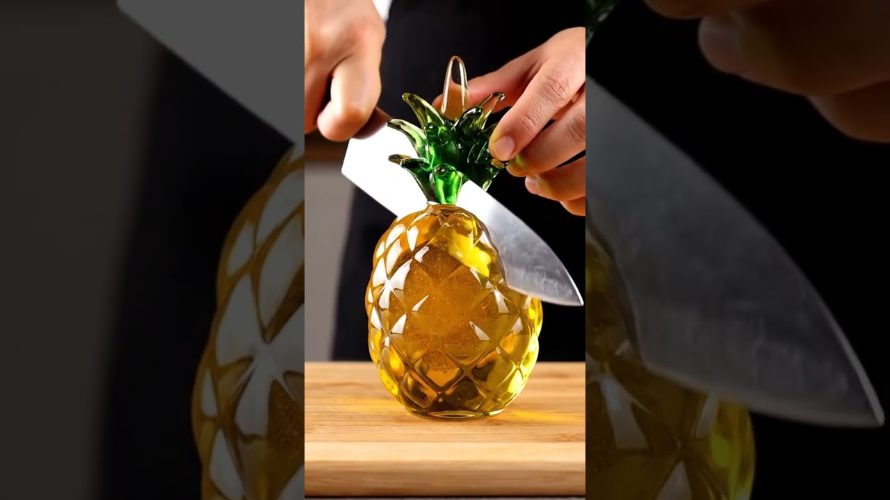 Cutting glass pineapple 🍍 