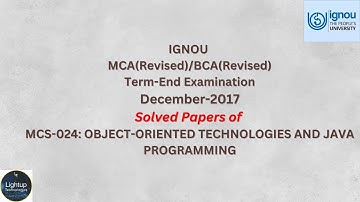 Ace your IGNOU MCA/BCA Exams: December 2017 MCS-024 Java Solved Paper get good marks with ease.