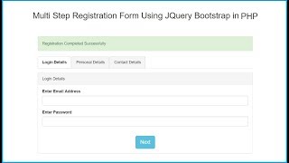 Multi Step Registration Form Using Jquery Bootstrap In Php - Youtube