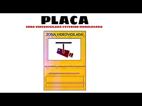 Video de Placa exterior homologada zona videovigilada  Amarillo