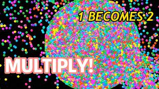 Obstacle Circle: 1 Ball Becomes 2 Upon Escape! (Physics Simulation)