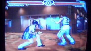 Tekken 4 Practice Mode - Hwoarang VS Ling Xiaoyu