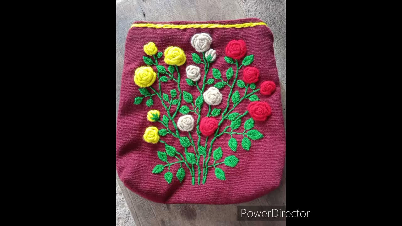 Twoply and Fourply embroidery on woven cloth for mini bags.