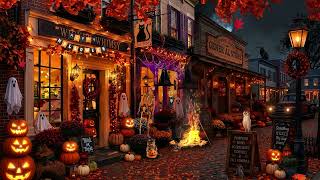 Cozy Autumn Coffee Shop Ambience Halloween 🎃Best Spooky Halloween Jazz for Working, studying
