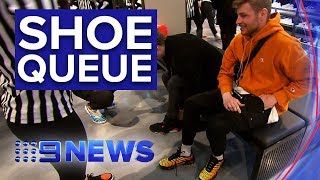 Hundreds lines up for sneaker store opening Nine News Australia