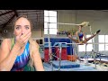 Skill attempt with no grips uneven bars