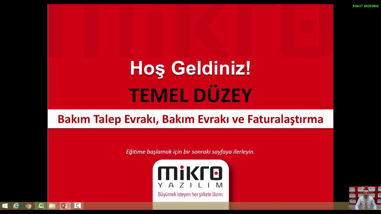 Mikro Yazılım Bakım Talep Evrakı, Bakım Evrakı ve Faturalaştırma Eğitimi