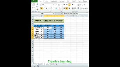 Generate Random Numbers in Excel 🔥 || Amazing Excel Trick 👌#shorts #excel #creativelearning