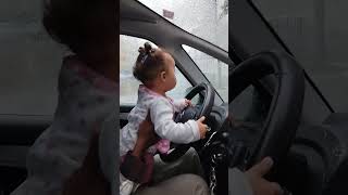 Baby Ashley Driving Us With The Car