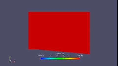 Pressure animation for Prandtl Meyer Shock Problem inlet initial velocity-100mps