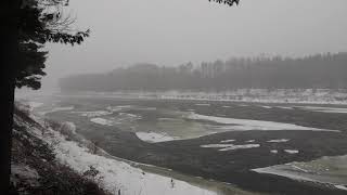 Adirondack Park and Hudson River in Warrenesburg NY with an arriving snowstorm Jan 26th, 2021.