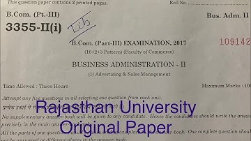 B.Com 3rd year exam paper  2017 ( Advertising &Sales Management)| Dr Ruchi Khandelwal