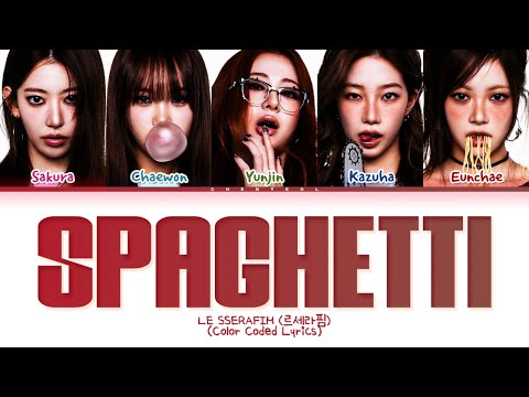 LE SSERAFIM SPAGHETTI (Member ver.) (Clean ver.) Lyrics (Color Coded Lyrics)