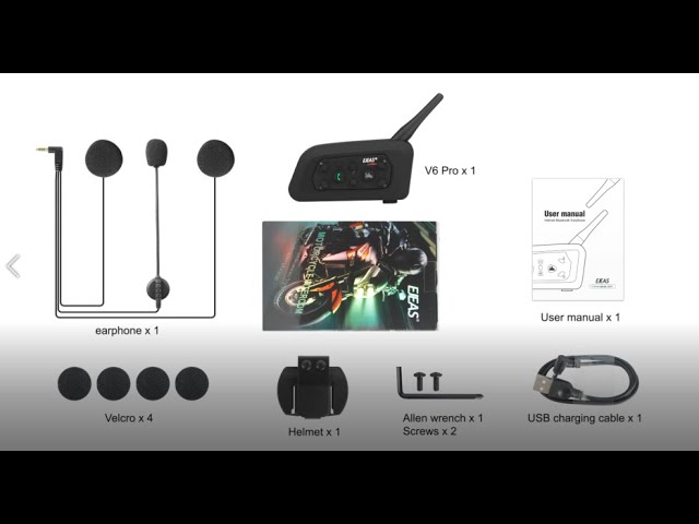 V6 BT Intercom Bluetooth Interphone 1200 M räckvidd för 6 ryttare