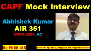 UPSC CAPF Mock Interview ABHISHEK KUMAR