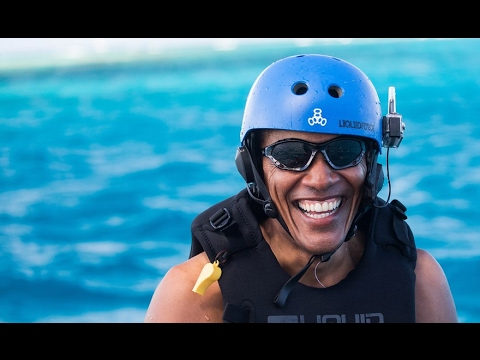 Barack Obama Kitesurfing With Richard Branson! - Barack Obama former president kite-surfing with billionaire friend Richard Branson.