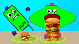 Big Food Vs Small Food Challenge | Asmr Mukbang Animation | Battery Charging Animation