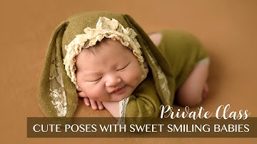 Smiling Newborn on Cute Poses at Bambini Babies Private Class