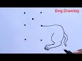 How to draw dog  with help dots easy  dog drawing easy step by step dg drawing
