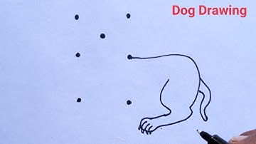 How To Draw Dog  With Help Dots Easy | Dog Drawing Easy Step By Step Dg drawing